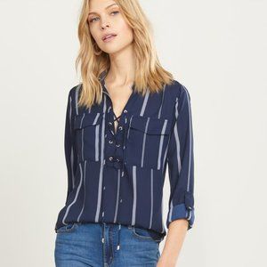 Striped Lace-Up Blouse